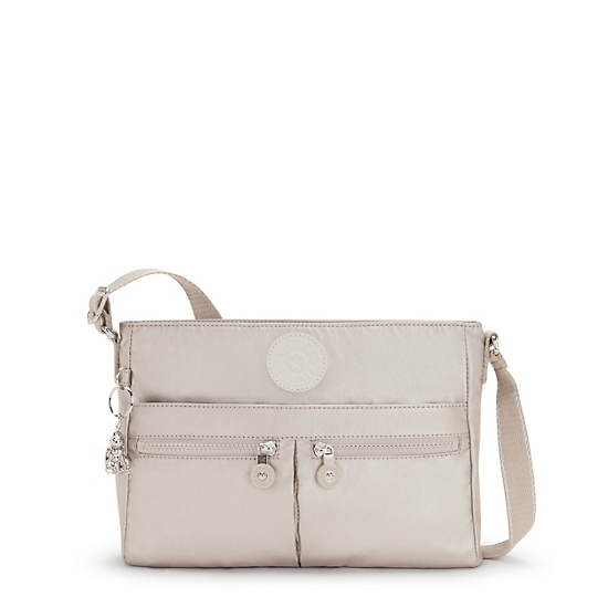 Kipling New Angie Metallic Crossbody Táska Bézs | HU 1199XY